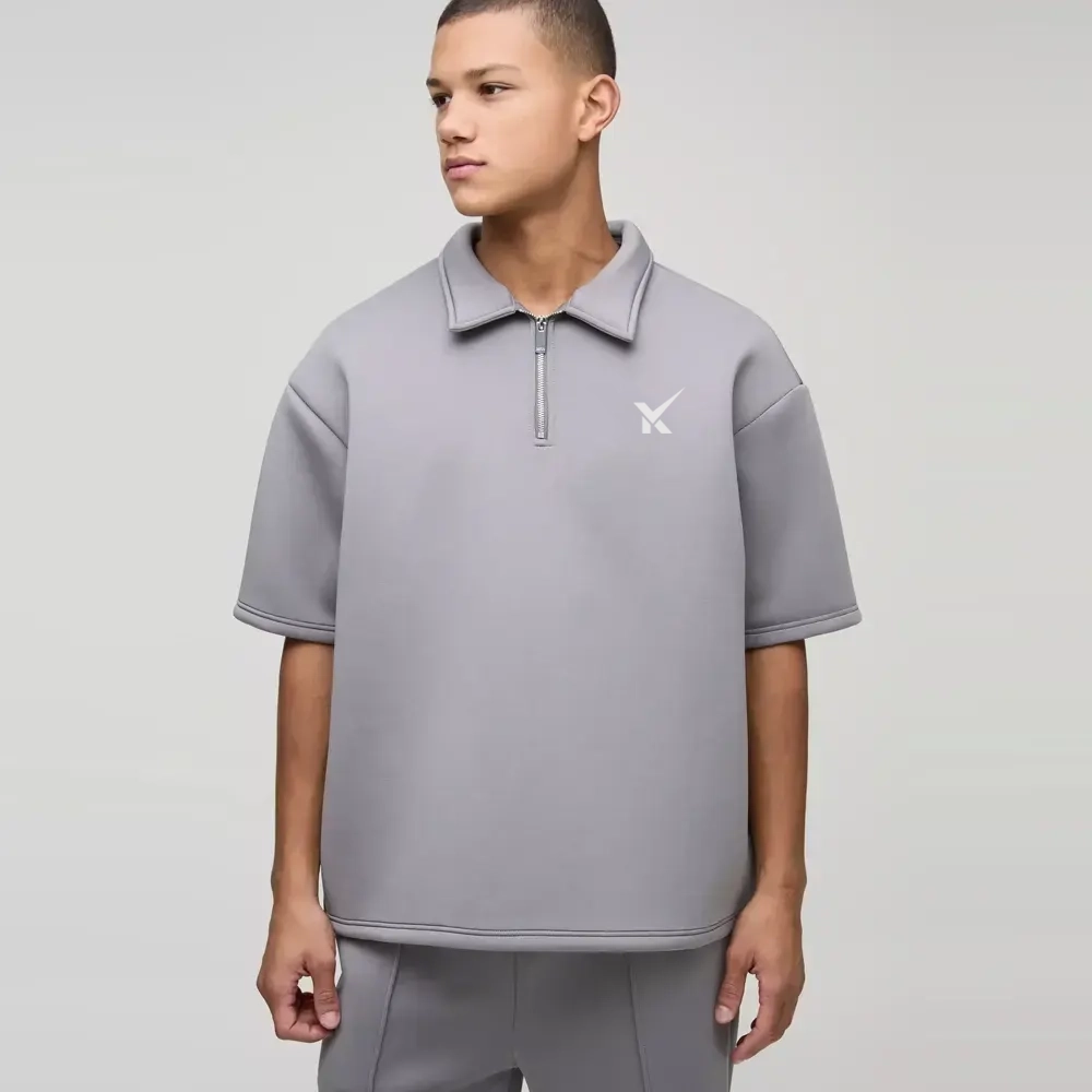 Oversized Boxy Pinstripe Revere Polo