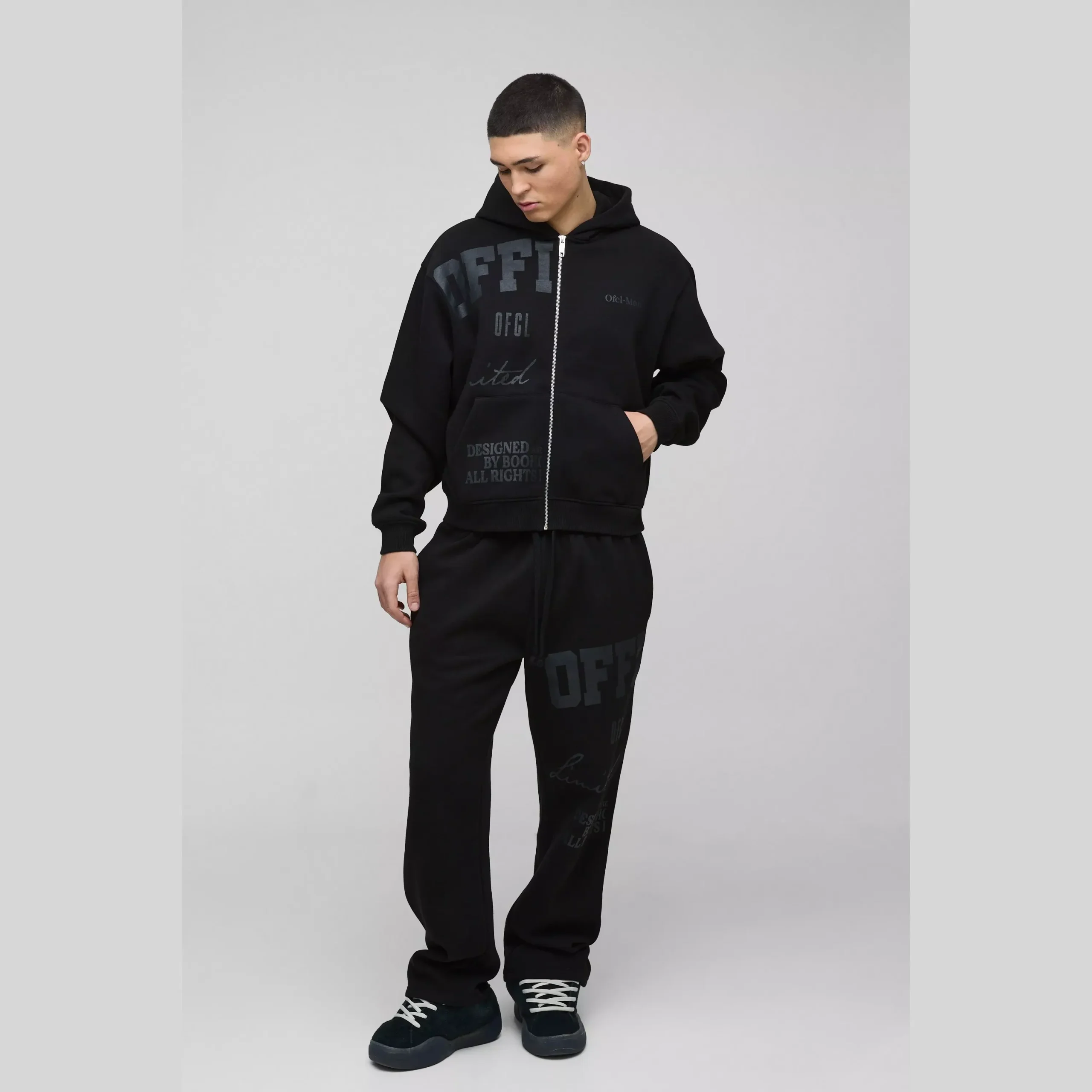 Oversized Man Washed T-Shirt & Jogger Long Set