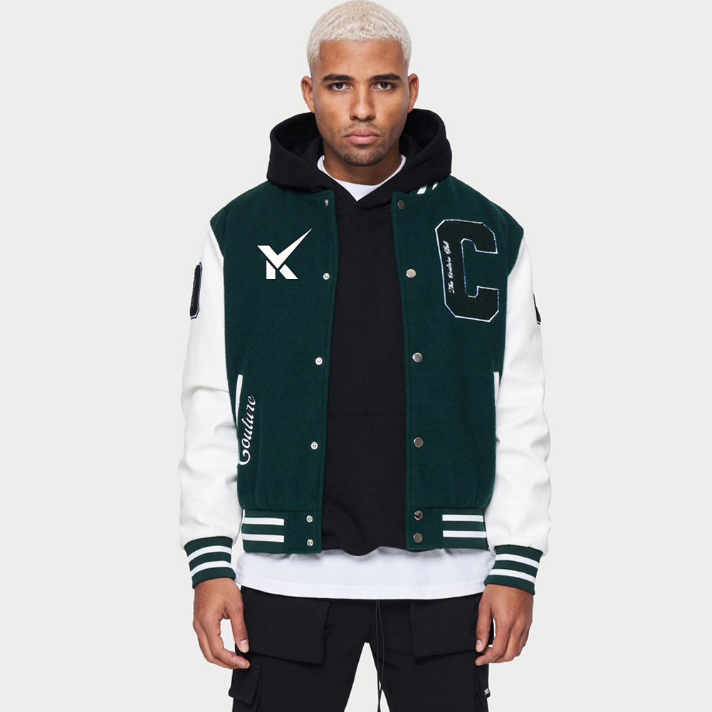 Oversized Applique Basketball Jersey Varsity Jacket