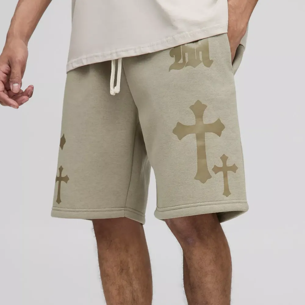 Oversized Washed Rhinestone Jersey Shorts
