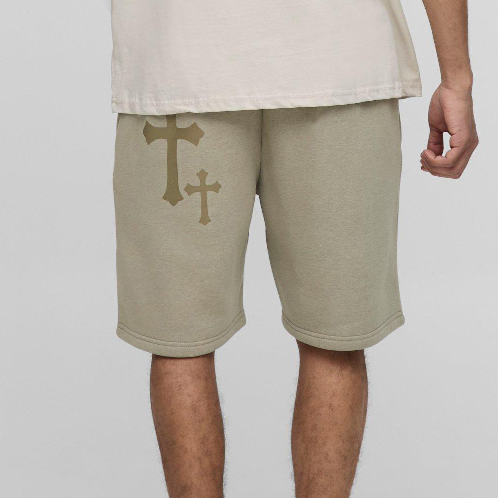 Oversized Washed Rhinestone Jersey Shorts